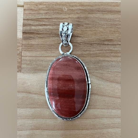 Artisan Jewelry - Red Rainbow Jasper Silver Pendant